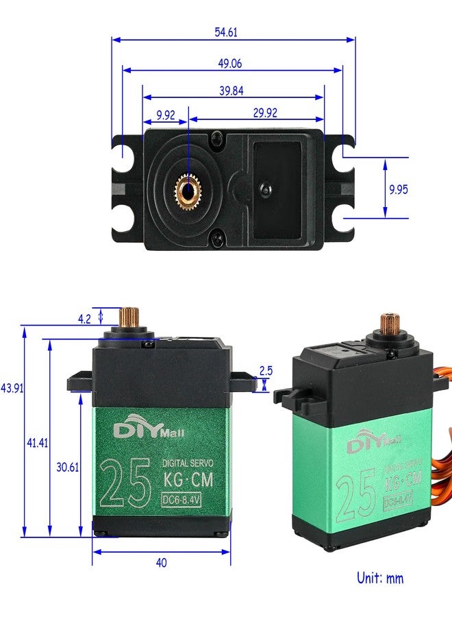 DIYmall TD-8825MG Digital Servo 25kg High Torque 360 Degree Continuous Rotation Angle-uncontrollable 500-2500usec Metal Gear RC Servo for Robot Gimbal Car Aircraft - Image 5
